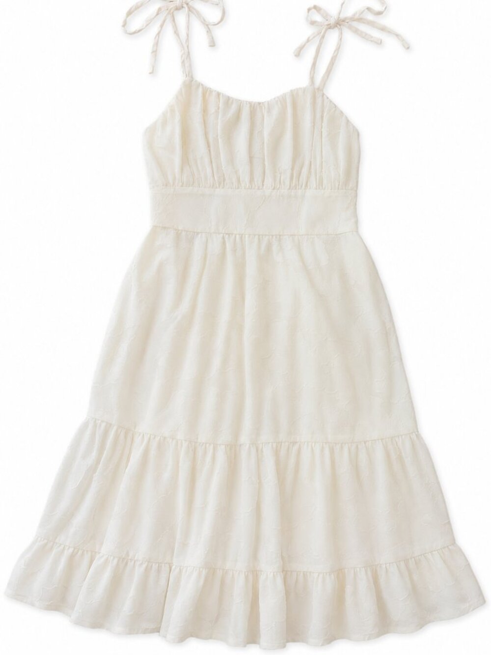 White Tie-Strap Tiered Mini Dress Size XS